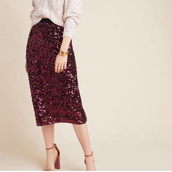 Rebecca Taylor Sequin‎ Stretch Pink Midi Pencil Skirt XS - Picture 1 of 10
